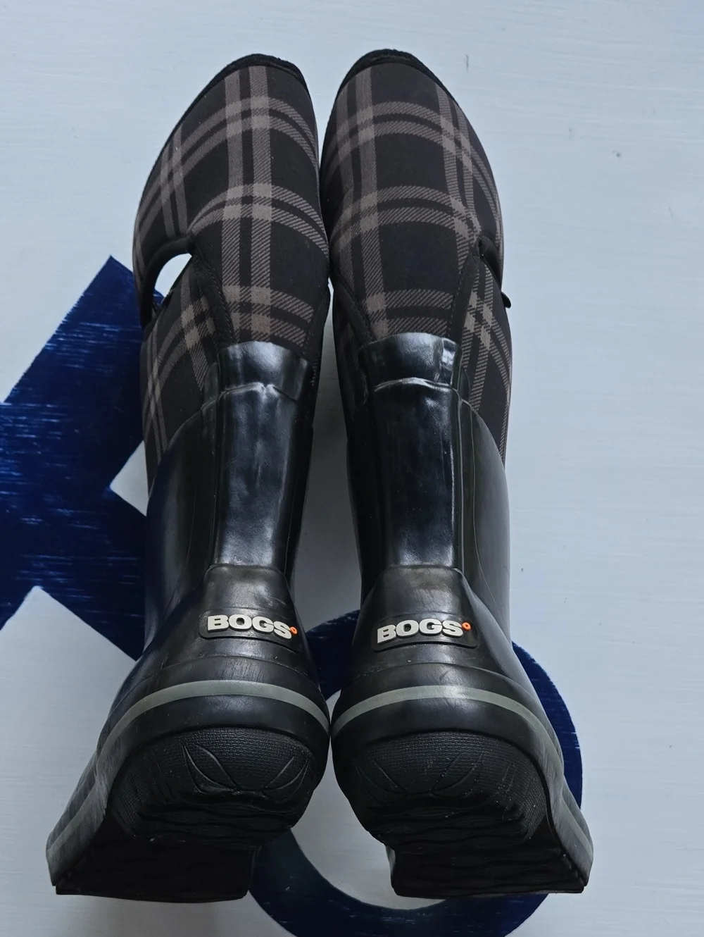 Bogs Plimsoll Plaid Tall Rain Boots Size US 7 EU 38